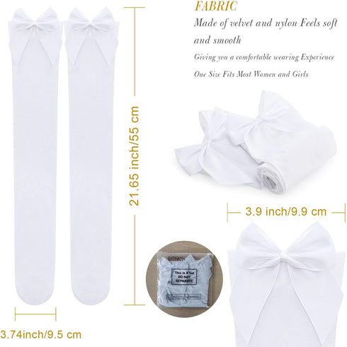 SATINIOR Satin Bow Stockings Women Opaque Thigh High Stockings Over Knee Long Stockings...